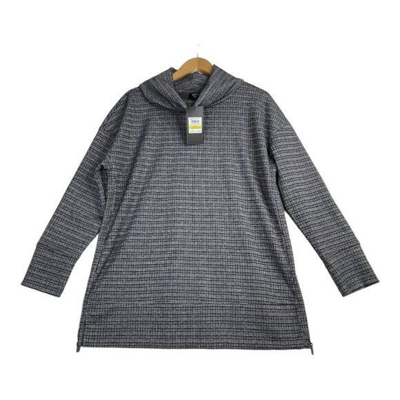 New Jones New York Mini Houndstooth Long Sleeve Top size Medium Black/White - Picture 1 of 6
